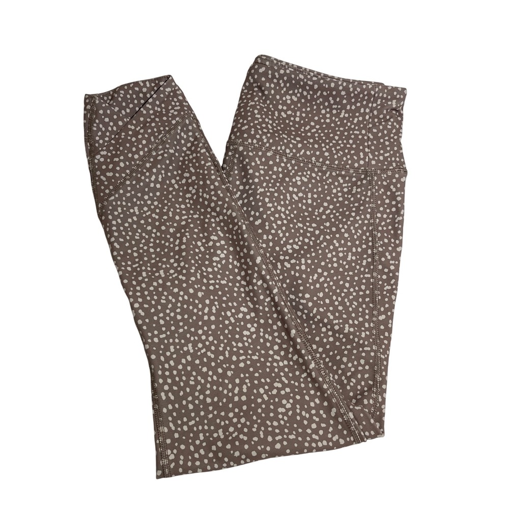 RBX Womens High Waisted Speckled Print Leggings‎ Mauve White Tulip Hem Large
